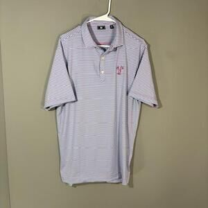 FootJoy Polo Shirt Mens Medium Blue Stripe Golf Performance Stretch Jersey Top